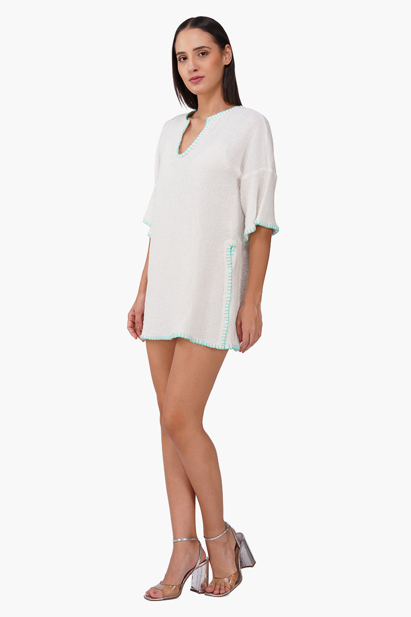 White Cloud Wrap Mini Dress