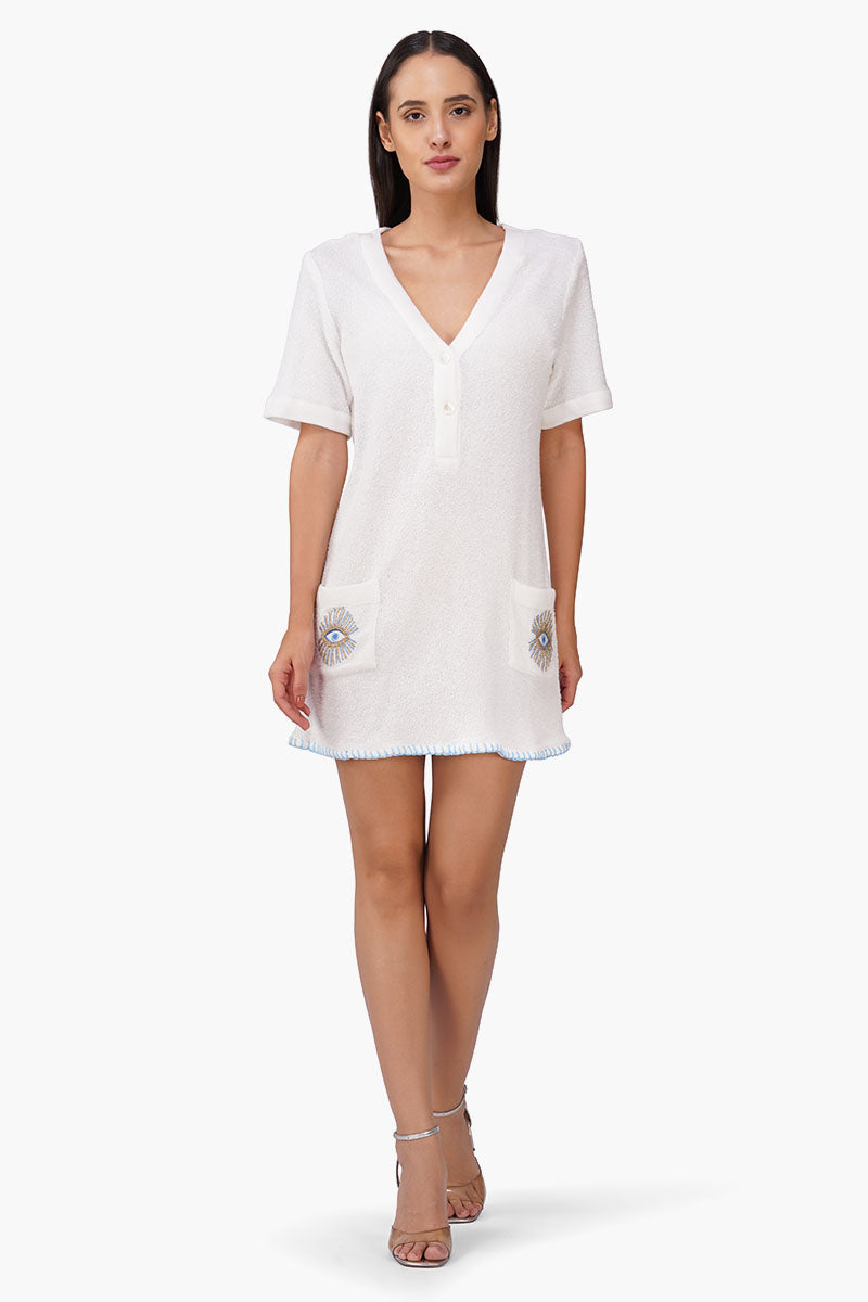 Aura Evil Eye Embroidered Dress