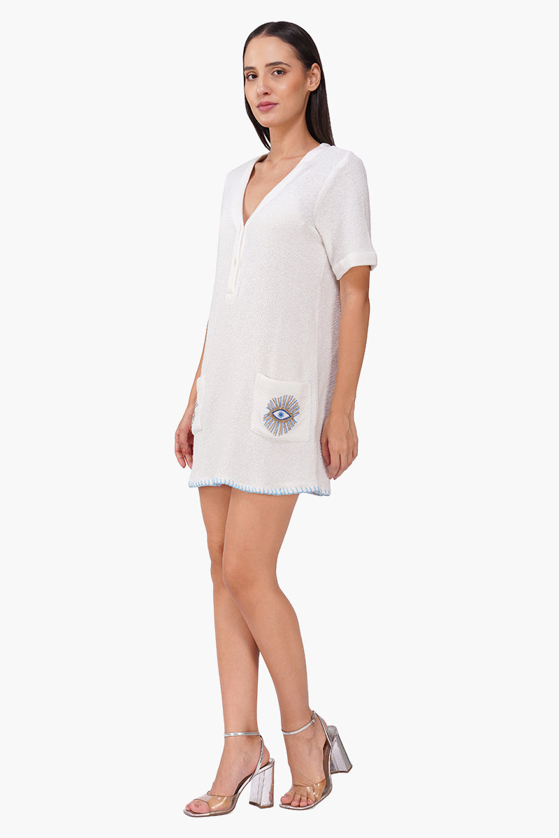 Aura Evil Eye Embroidered Dress