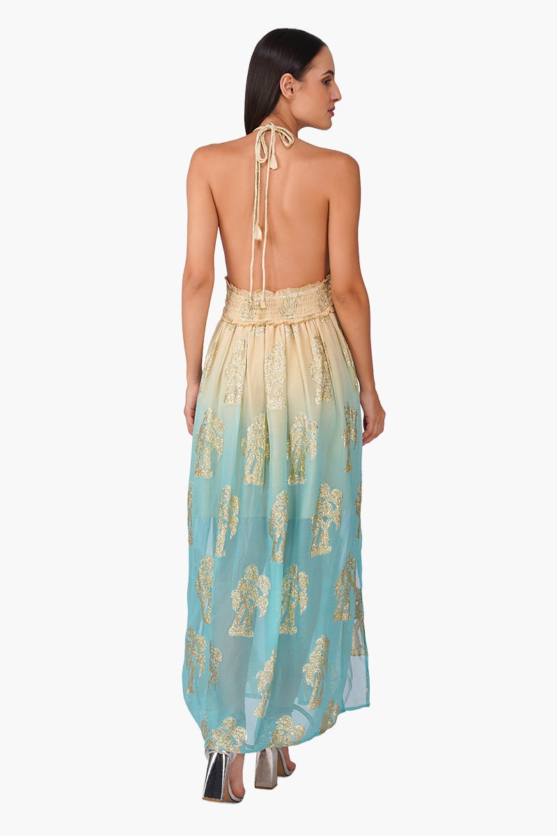 Earthy Grace Ombray Lurex Dress