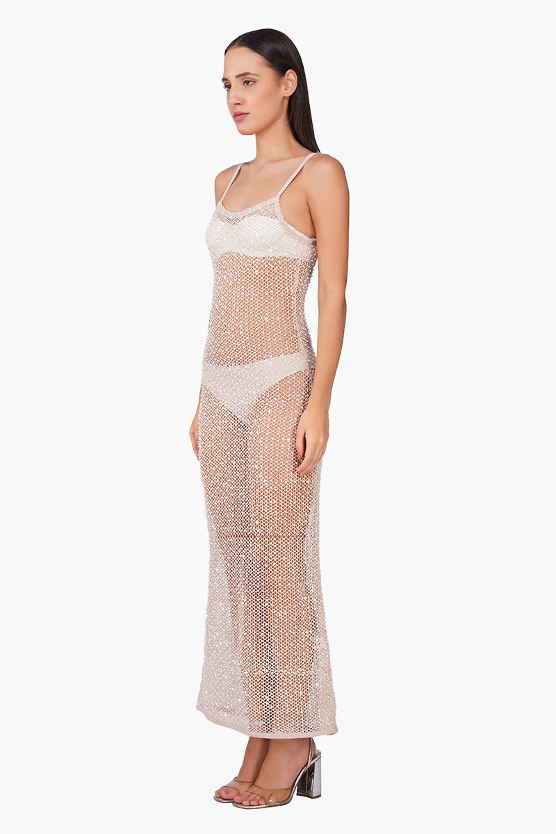 Silver Pearl Luxe Long Length Cover Up