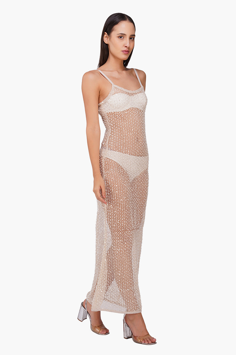 Silver Pearl Luxe Long Length Cover Up