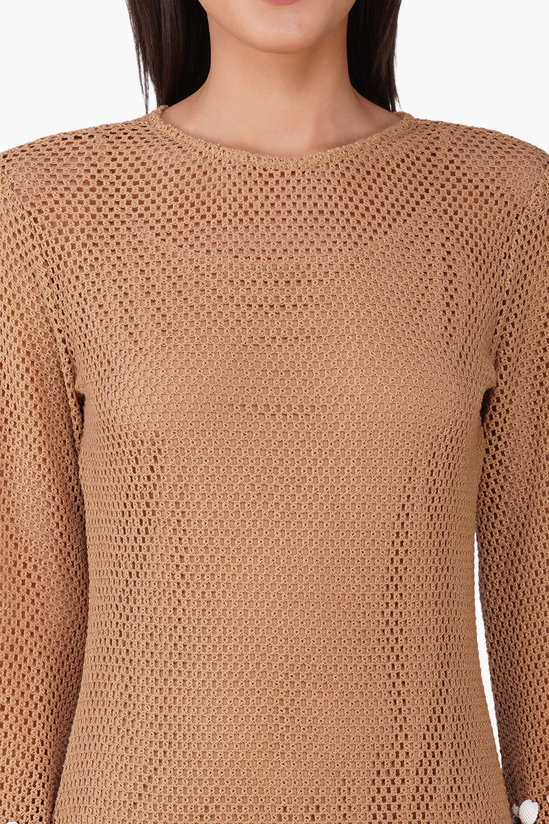 Shell Embellished Couture Crochet Dress