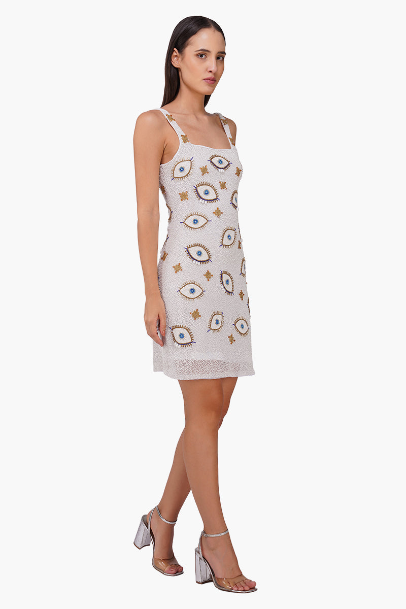Pearl Eyedrop Embellished Bodycon Dress