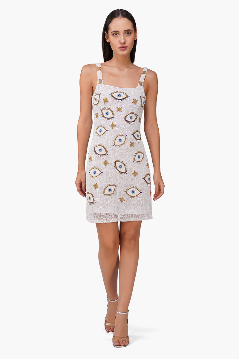Pearl Eyedrop Embellished Bodycon Dress