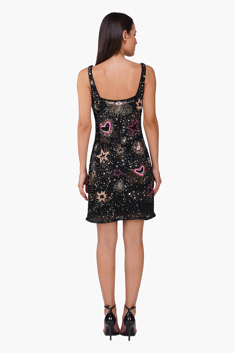 Celestial Spark Embellished Bodycon Dress