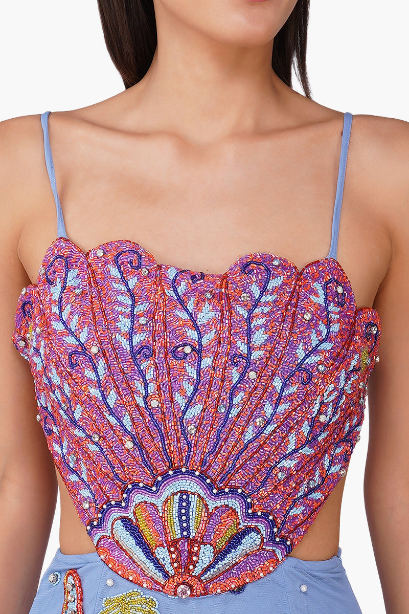 Multi Shell Prism Embellished Long Dress