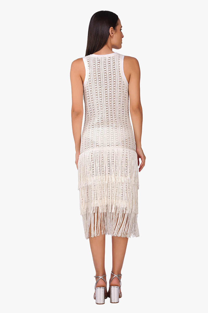 Coastel Patch Crochet Embellished Fringes Cover Up