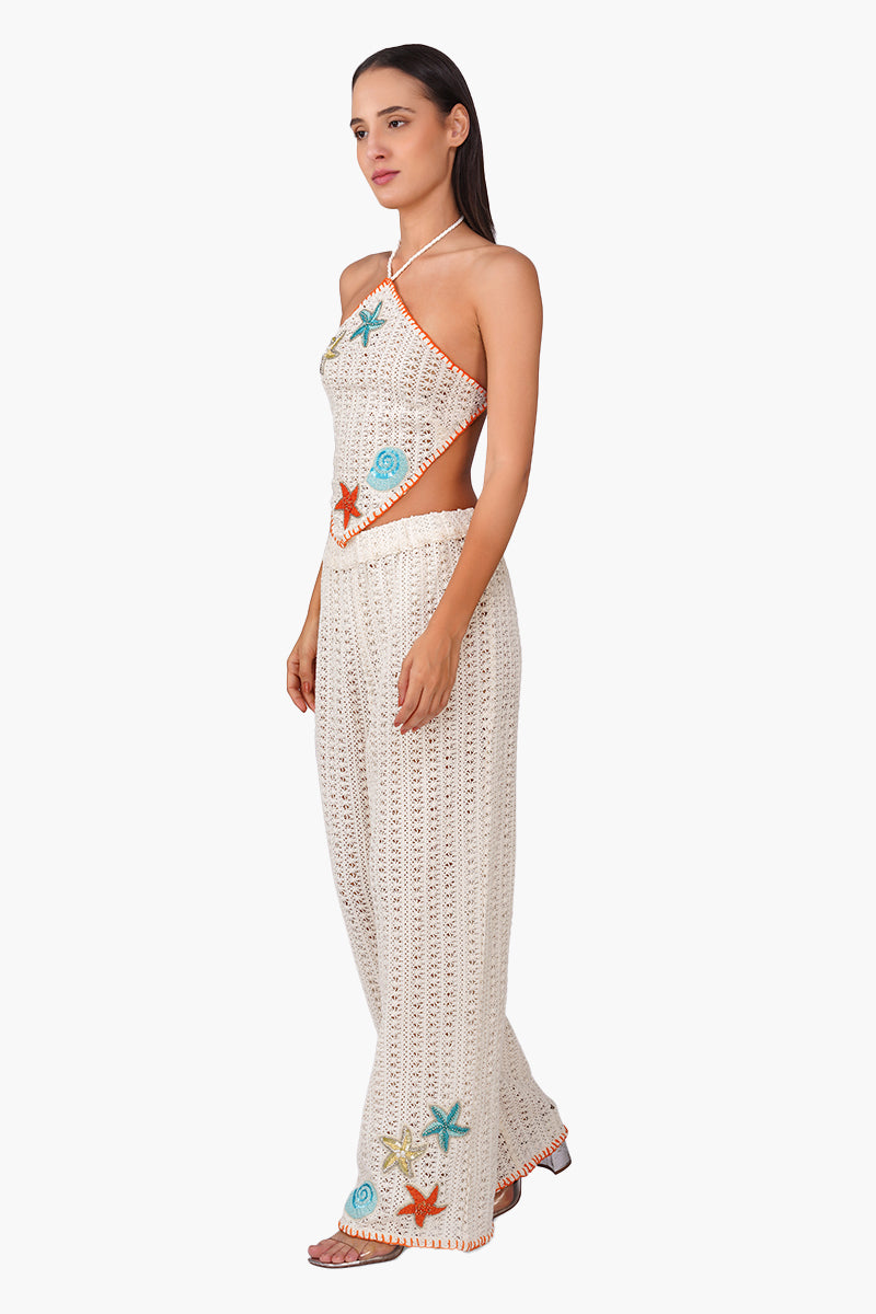 Coastel Patch Crochet Embellished Hanky Top