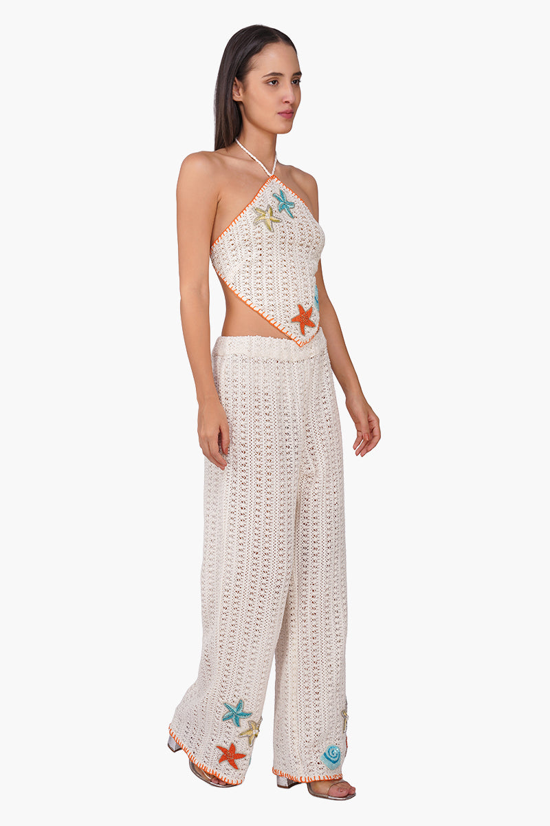 Coastel Patch Crochet Embellished Hanky Top