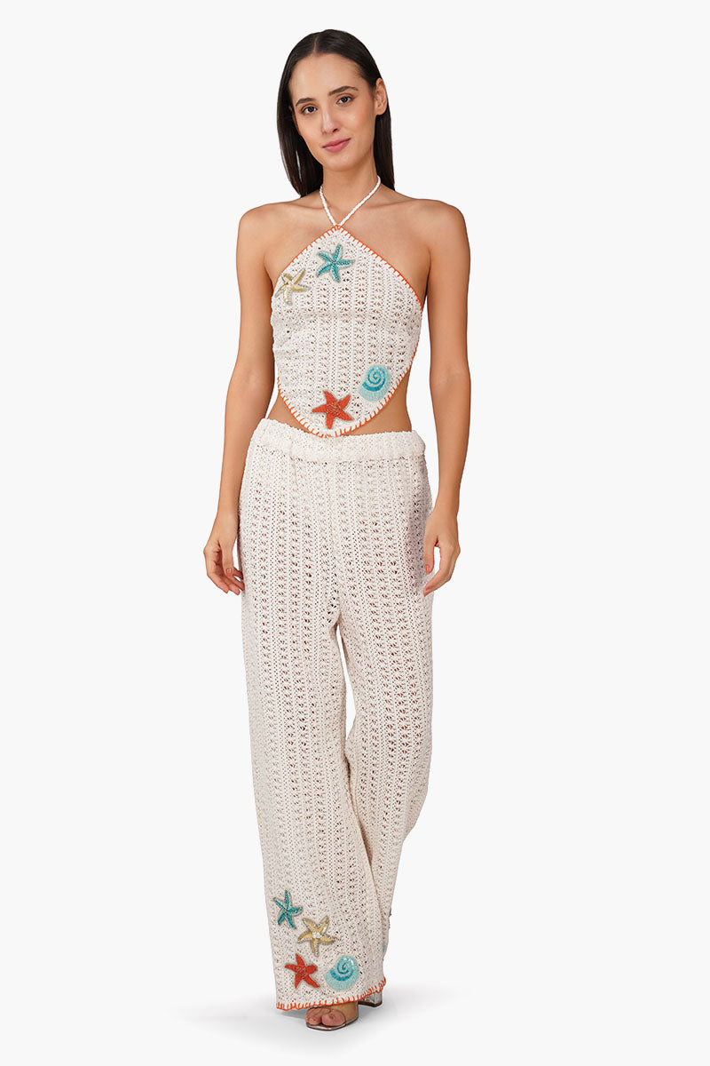 Coastel Patch Crochet Embellished Hanky Top