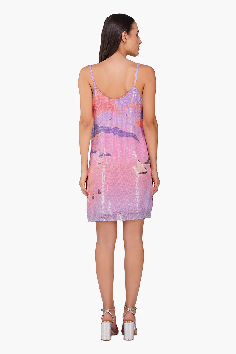 Midnight Glimmer Sequence Slip On Mini Dress
