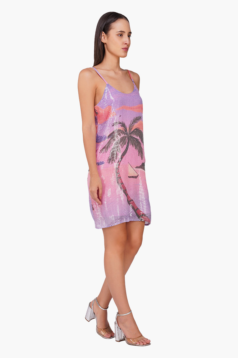 Midnight Glimmer Sequence Slip On Mini Dress