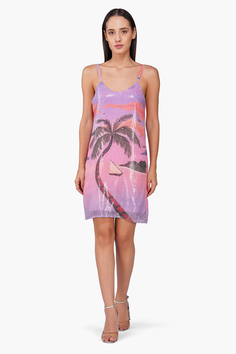 Midnight Glimmer Sequence Slip On Mini Dress