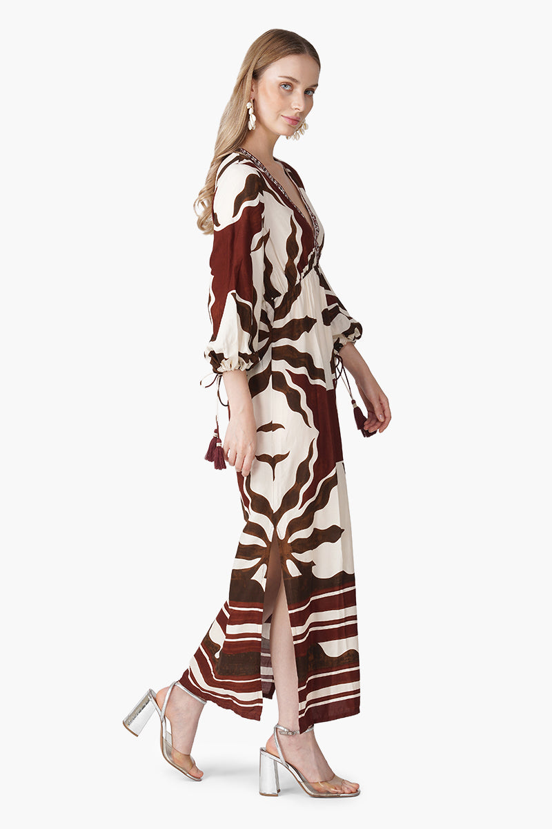 Tribal Print Red Maxi Dress