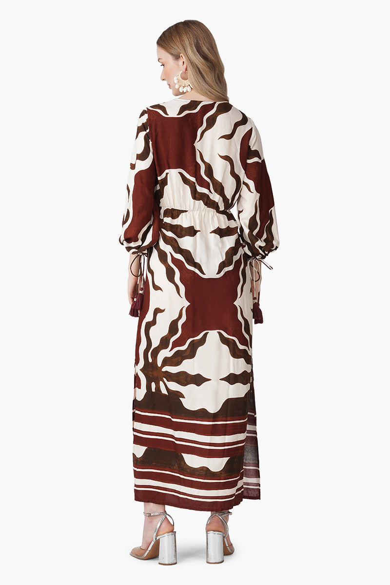 Tribal Print Red Maxi Dress
