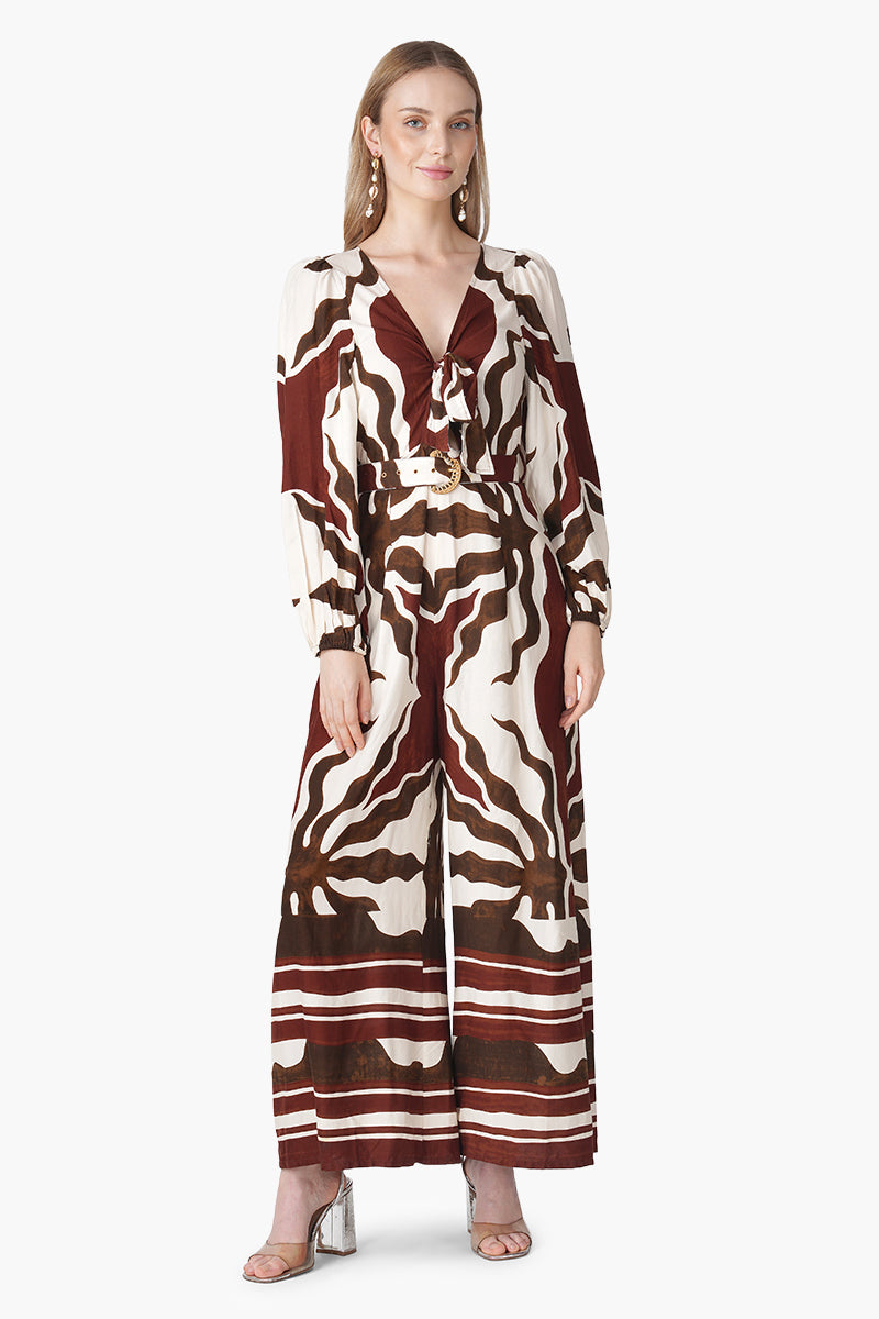 Tribal Print Red Jumpsuit