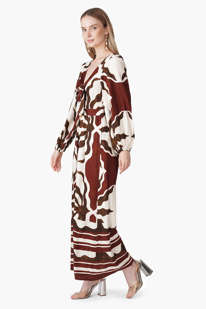 Tribal Print Red Jumpsuit