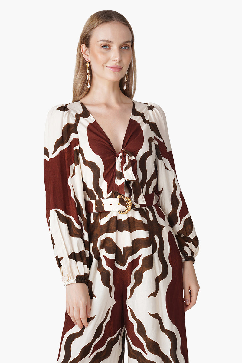 Tribal Print Red Jumpsuit