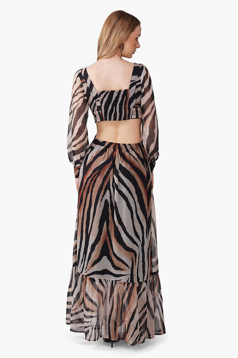 Luxe Leopard Printed Embellished Maxi Dress