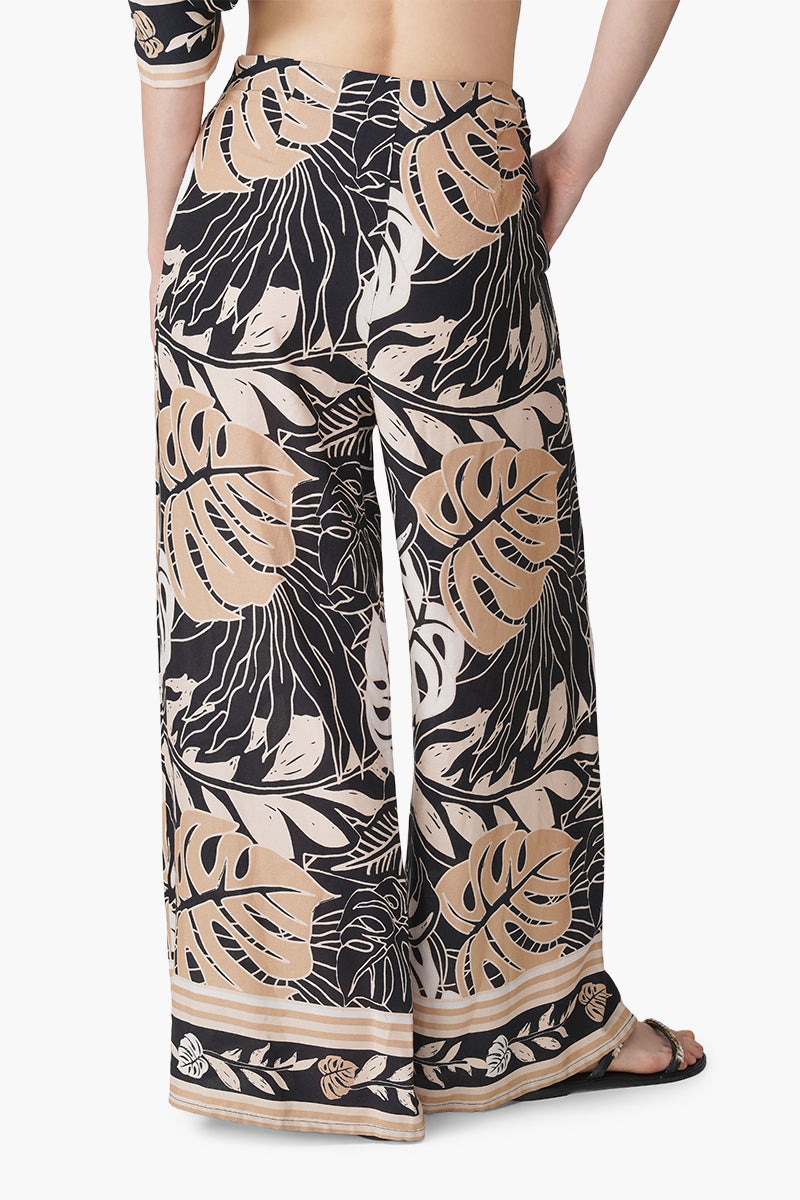 Monochrome Botanical Printed Pants