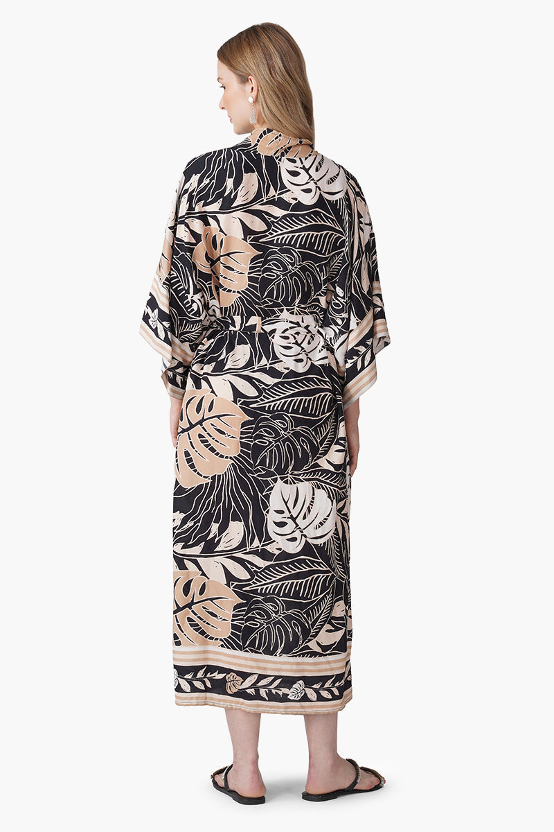 Monochrome Botanical Printed Cover Up
