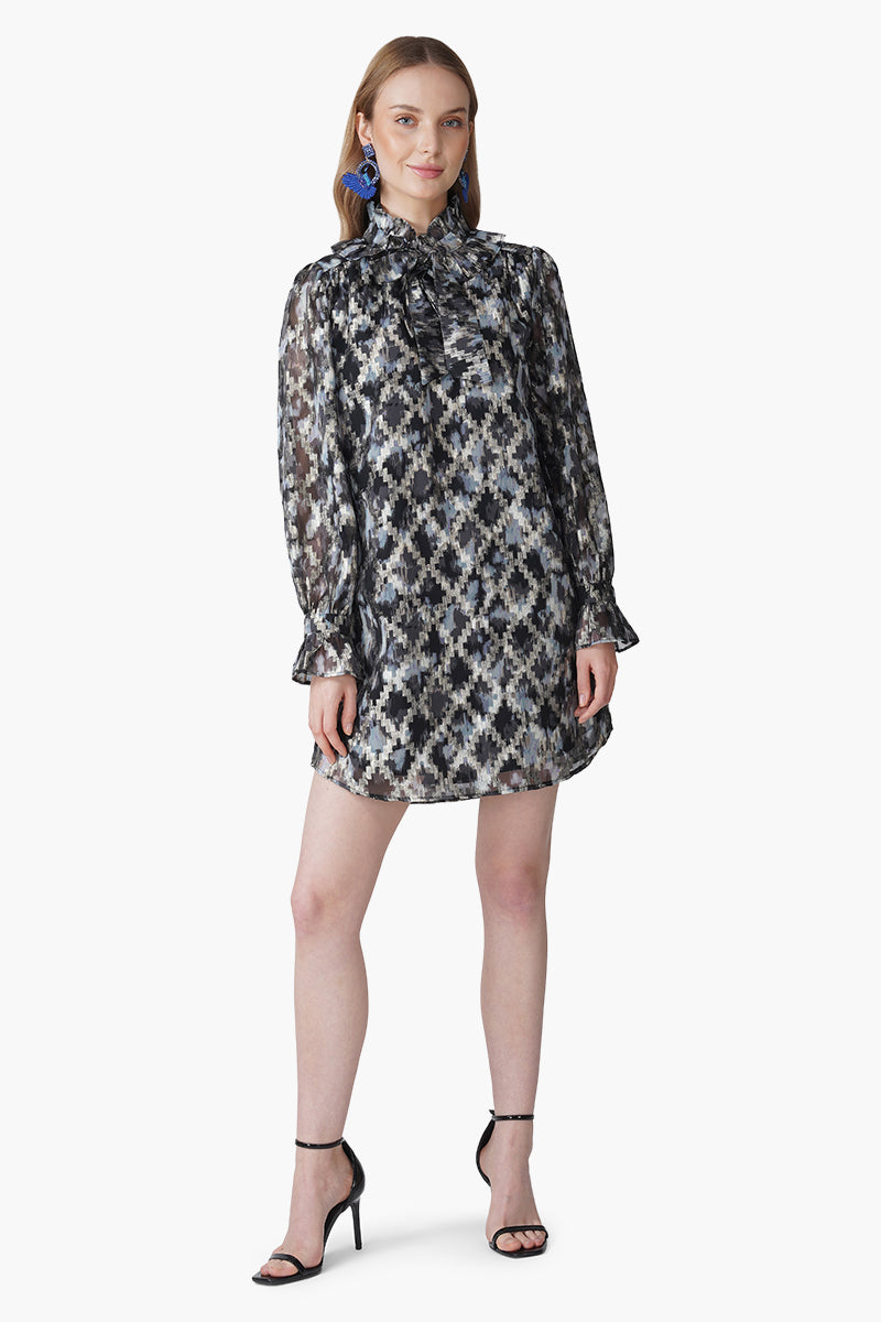 Grey Golden Muse Short Dress