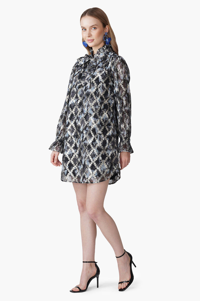 Grey Golden Muse Short Dress