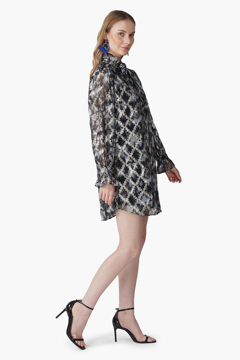 Grey Golden Muse Short Dress