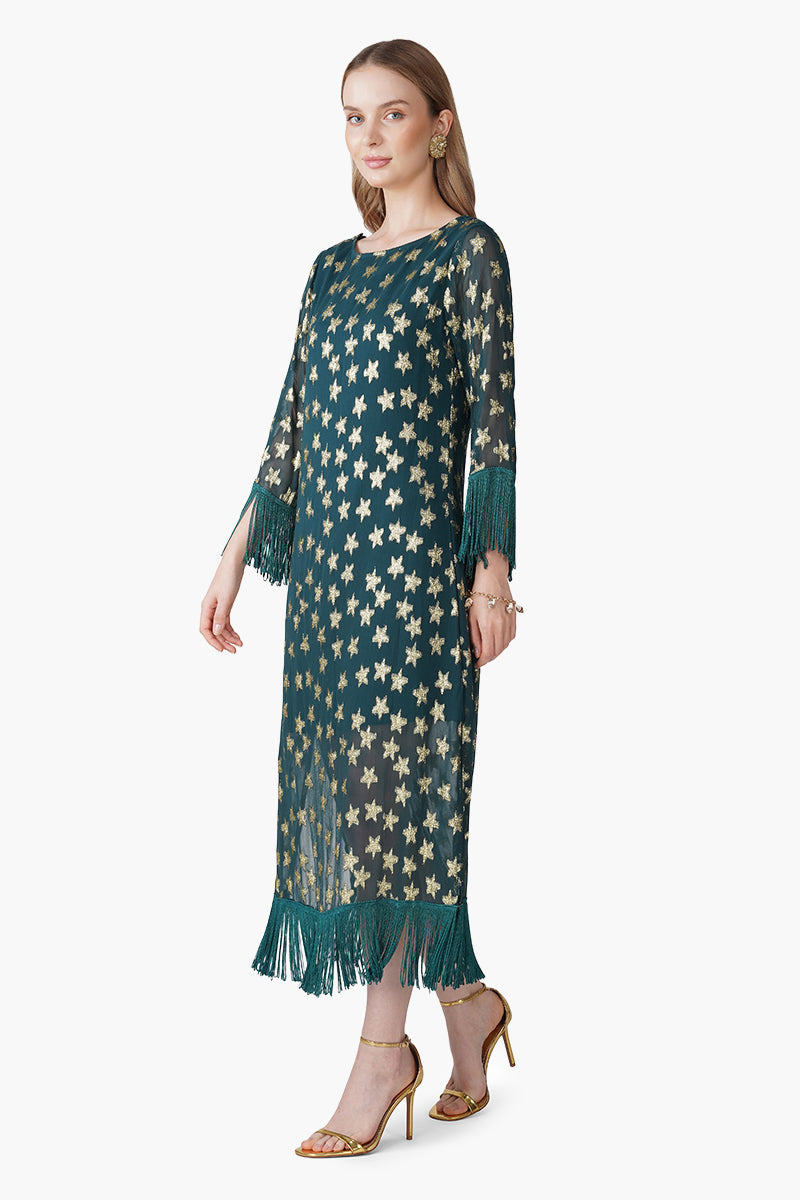 Starbloom Green Fringes Dress