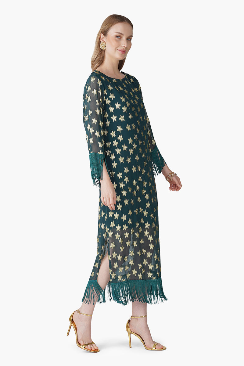 Starbloom Green Fringes Dress