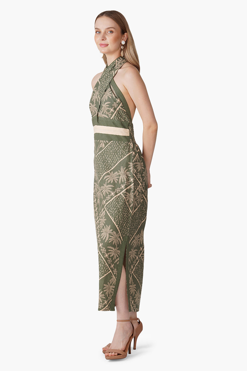 Green Paradise Palm Wrap Dress