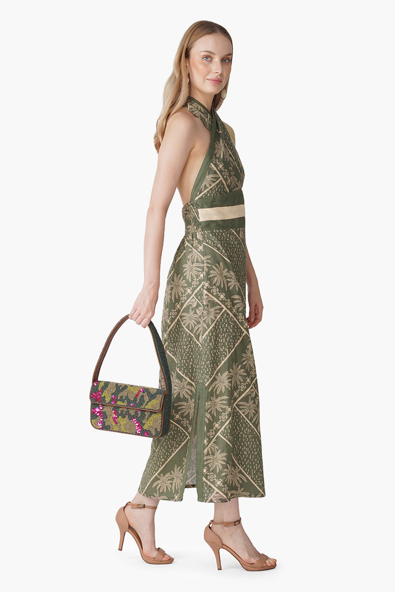 Green Paradise Palm Wrap Dress