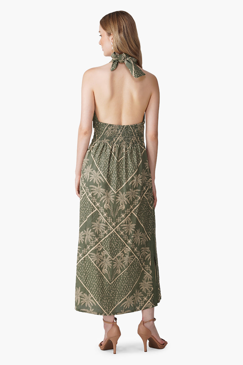 Green Paradise Palm Wrap Dress