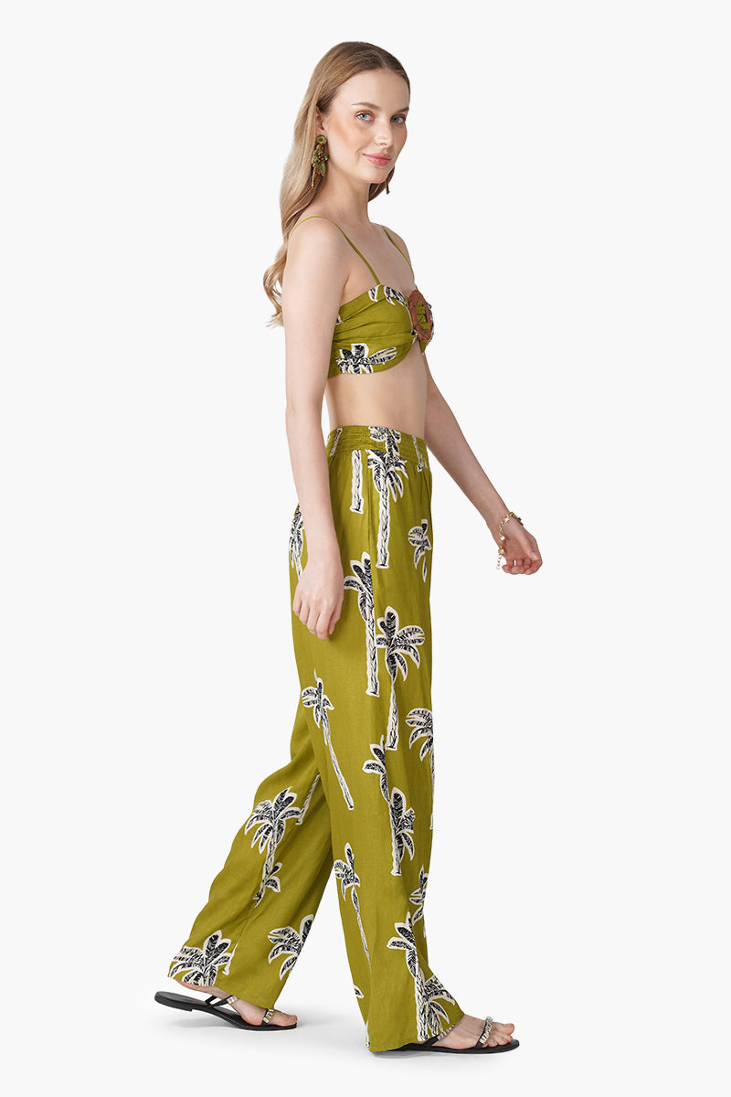 Green Ohemian Palm Printed Crop Top