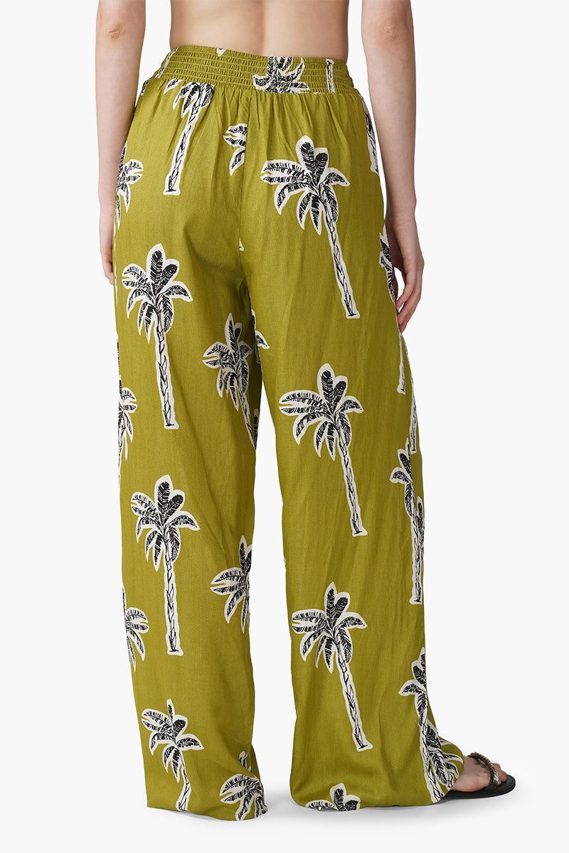 Green Bohemian Palm Printed Pants