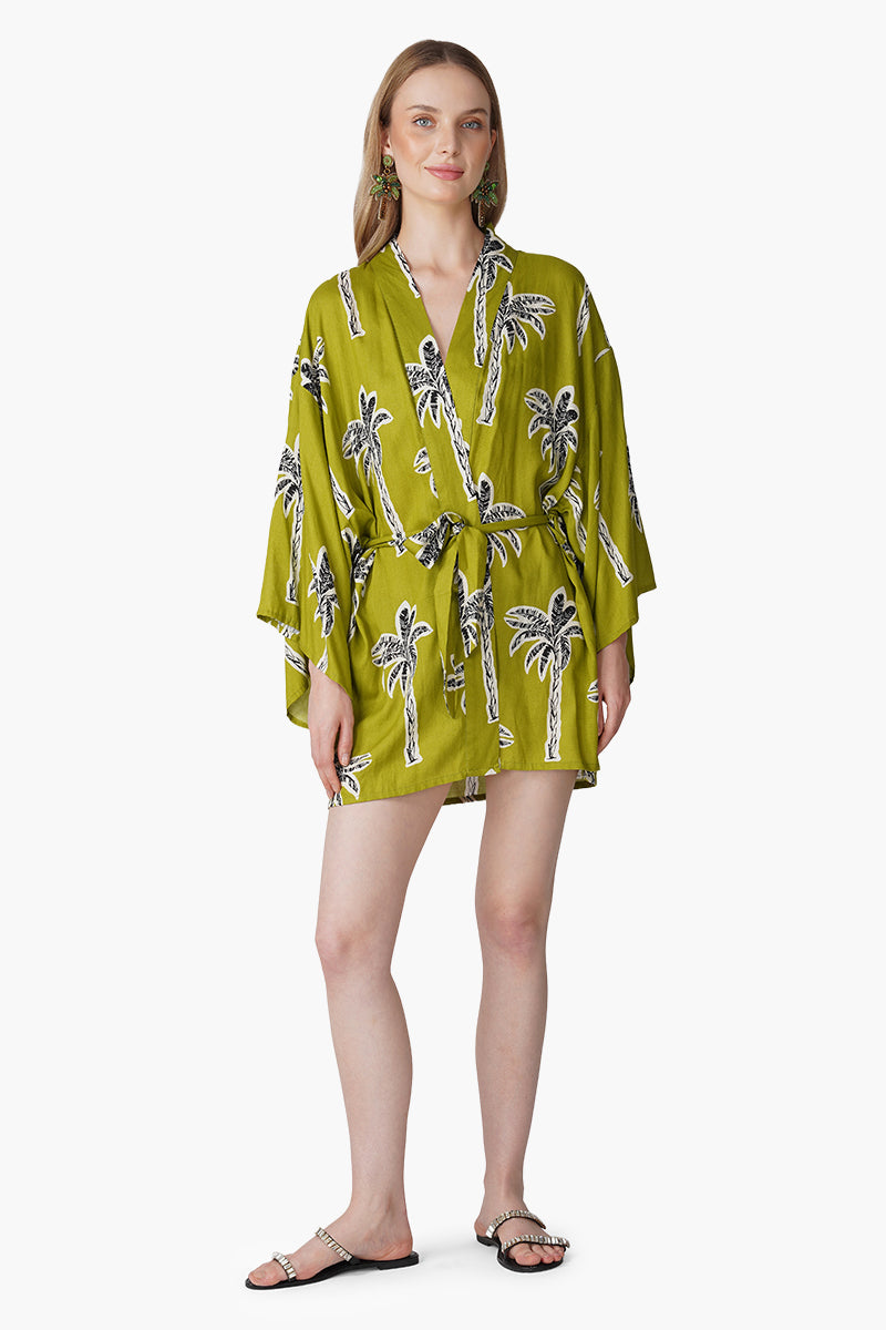 Green Bohemian Palm Printed Cover Up