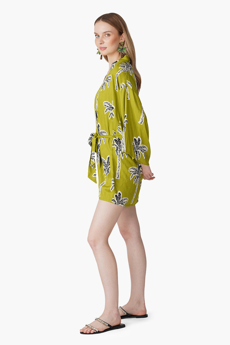 Green Bohemian Palm Printed Cover Up