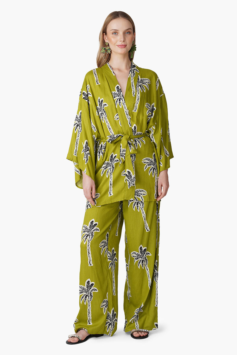 Green Bohemian Palm Printed Cover Up