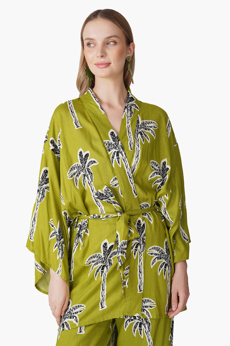 Green Bohemian Palm Printed Cover Up
