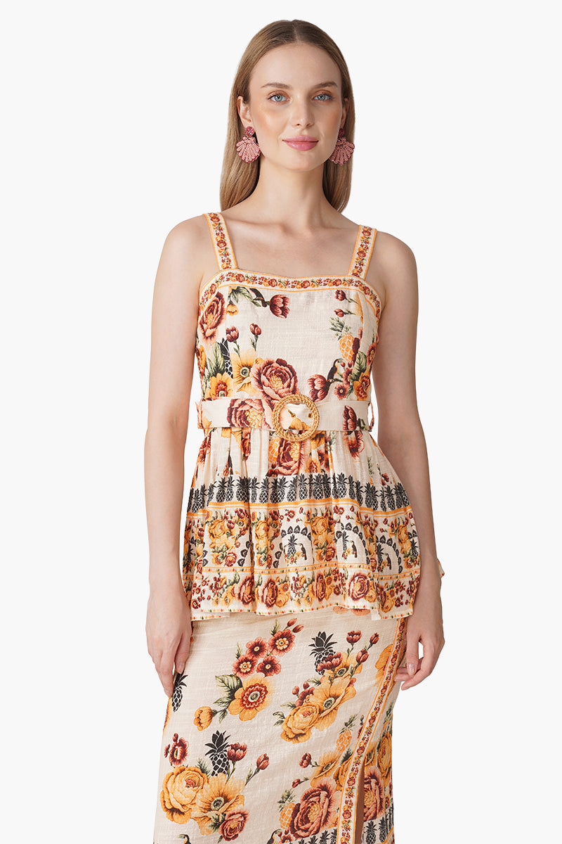 Boho Tucan Blossom Peplum Top