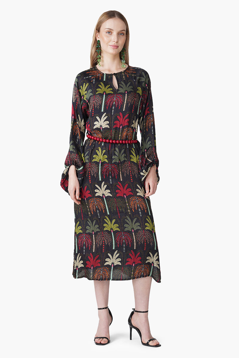 Multi Palm Rush Printed Slip On Dress