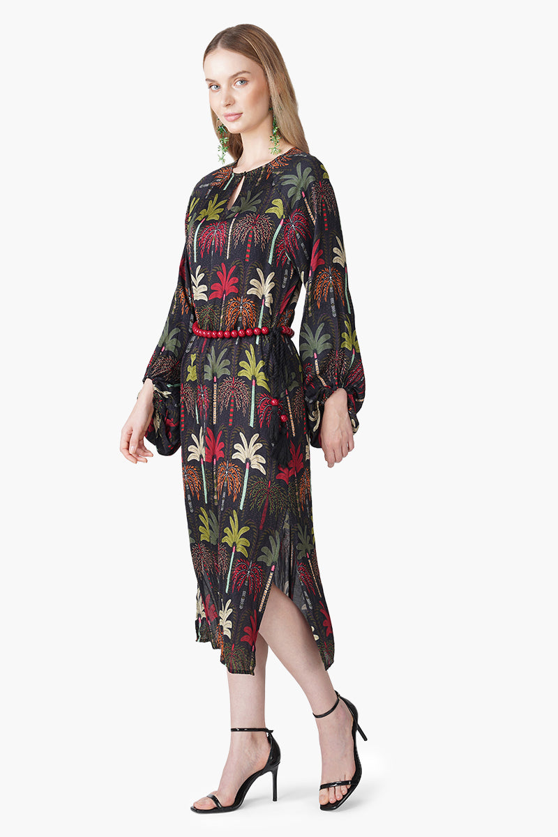 Multi Palm Rush Printed Slip On Dress