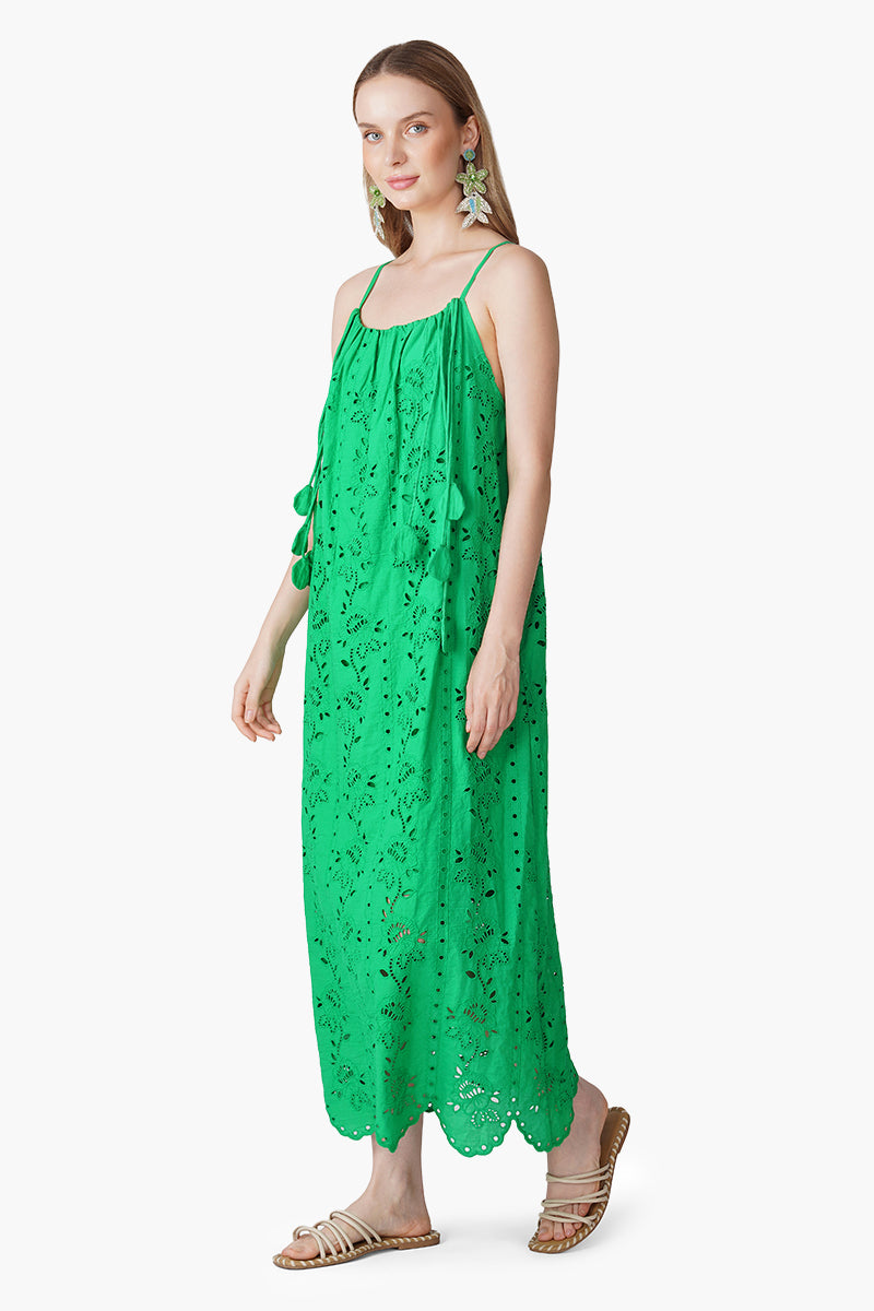 Emerald Botanics Schiffli Eyelet Dress
