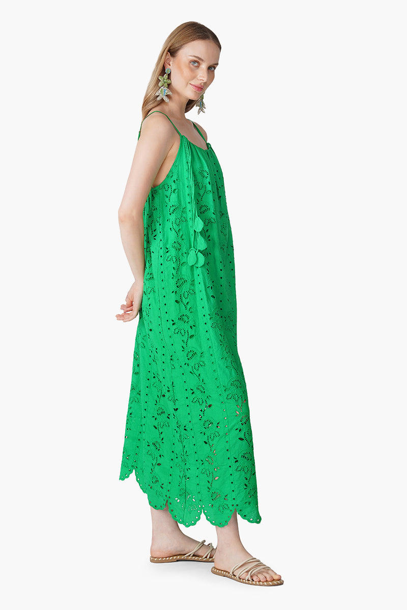 Emerald Botanics Schiffli Eyelet Dress