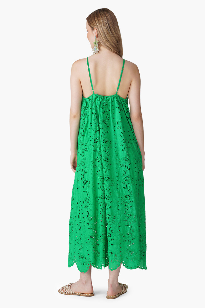 Emerald Botanics Schiffli Eyelet Dress