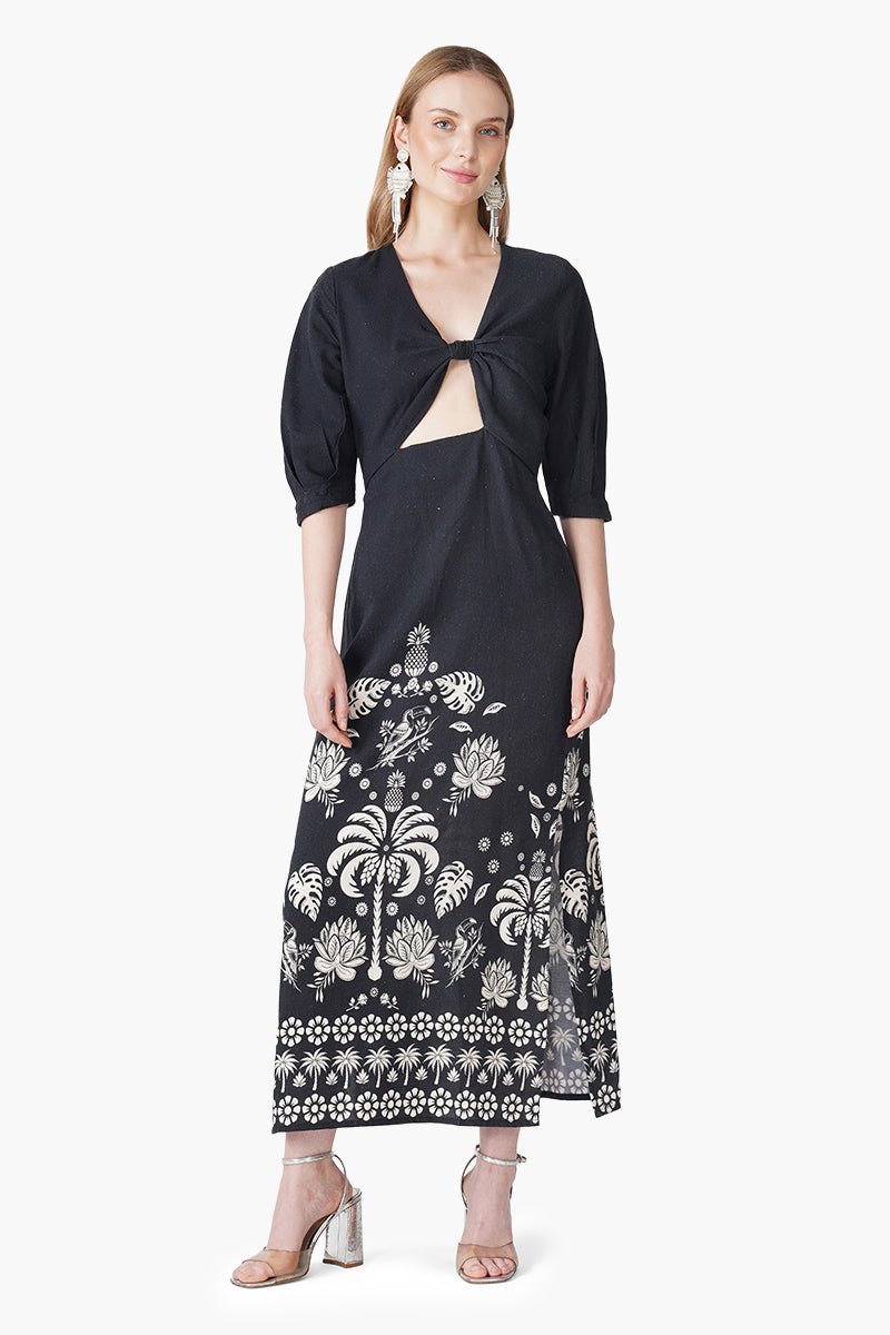 Modern Tropics Black And White Printed Maxi Dress