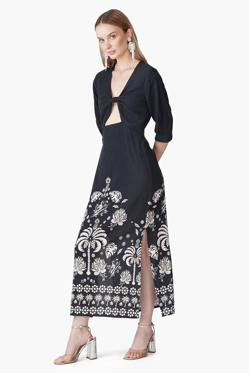 Modern Tropics Black And White Printed Maxi Dress