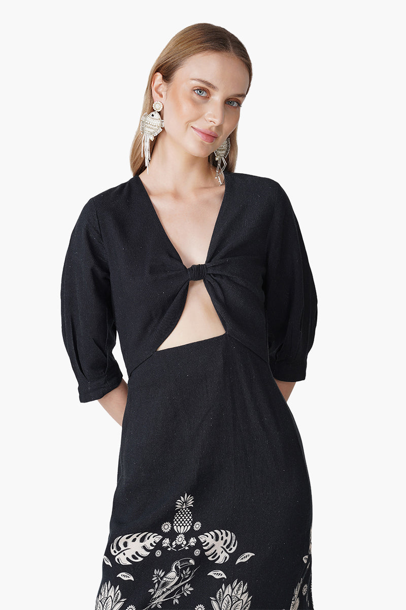 Modern Tropics Black And White Printed Maxi Dress