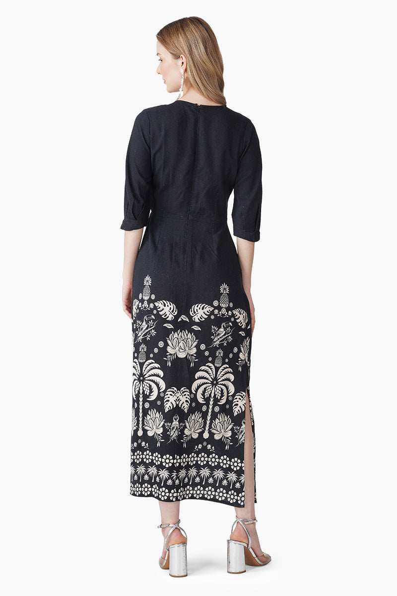 Modern Tropics Black And White Printed Maxi Dress